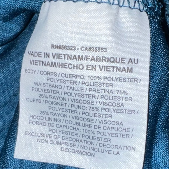 Nike Dry Ribbed Hoodie Sweatshirt Womens XS Blue Teal Swoosh Hooded Jacket - Picture 3 of 5